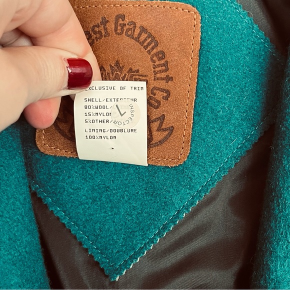 Vintage Western Cropped Jacket Wool Teal Turquoise Southwestern Silver Buttons - Picture 7 of 13